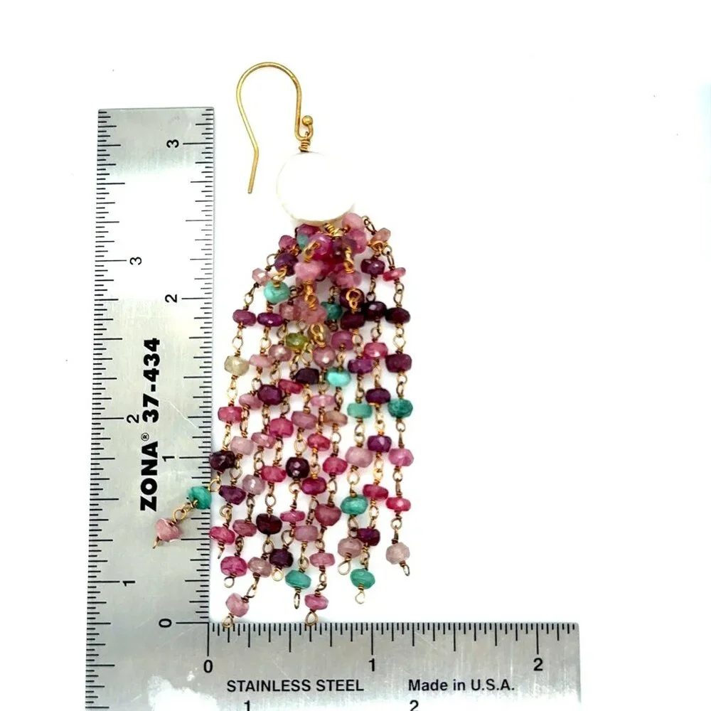 Ruby/Pearl‎ Dangle Earrings